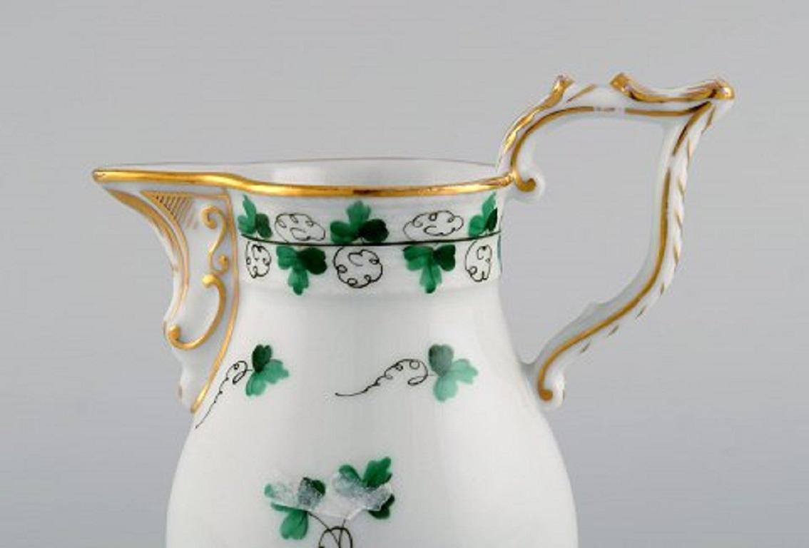 20th Century Herend Green Clover Coffee Service for Three People in Hand-Painted Porcelain