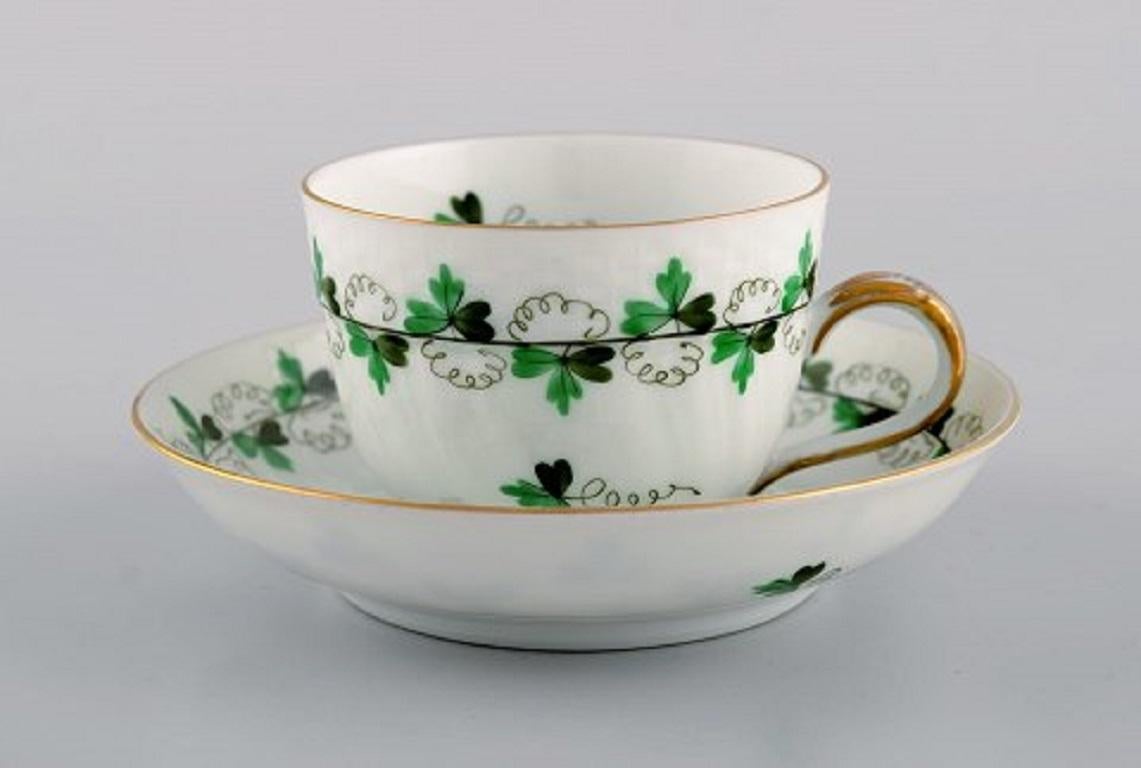 Herend Green Clover Coffee Service for Three People in Hand-Painted Porcelain 1