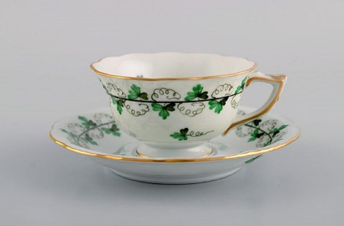 Hungarian Herend Green Clover Egoist Coffee Service in Hand-Painted Porcelain For Sale