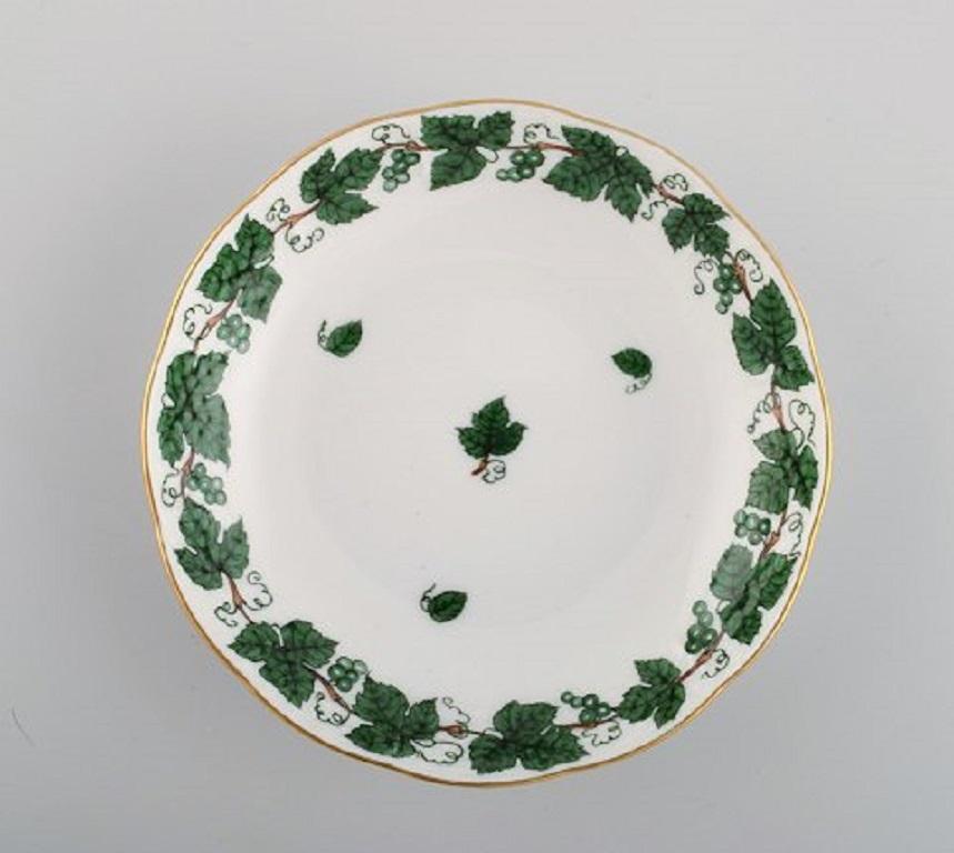Hand-Painted Herend Green Grape & Leaf Vine Tea Service for Eight People in Porcelain