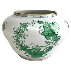 Herend Green Porcelain Floral Vase