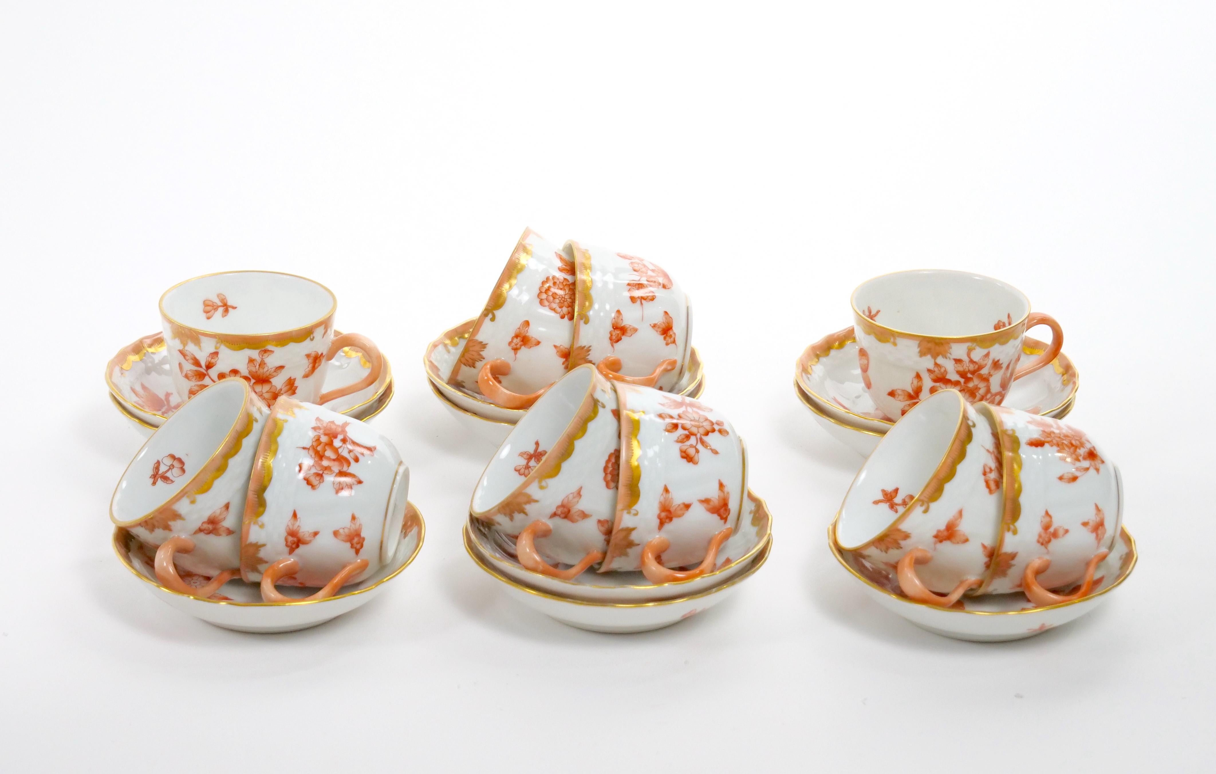 Herend Hand Painted & Gilt Decorated Glazed Porcelain Coffee Set / Ten People For Sale 7