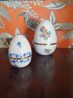 Herend Hand Painted Porcelain Set of Two Egg Boxes, Hungary, 2021, New