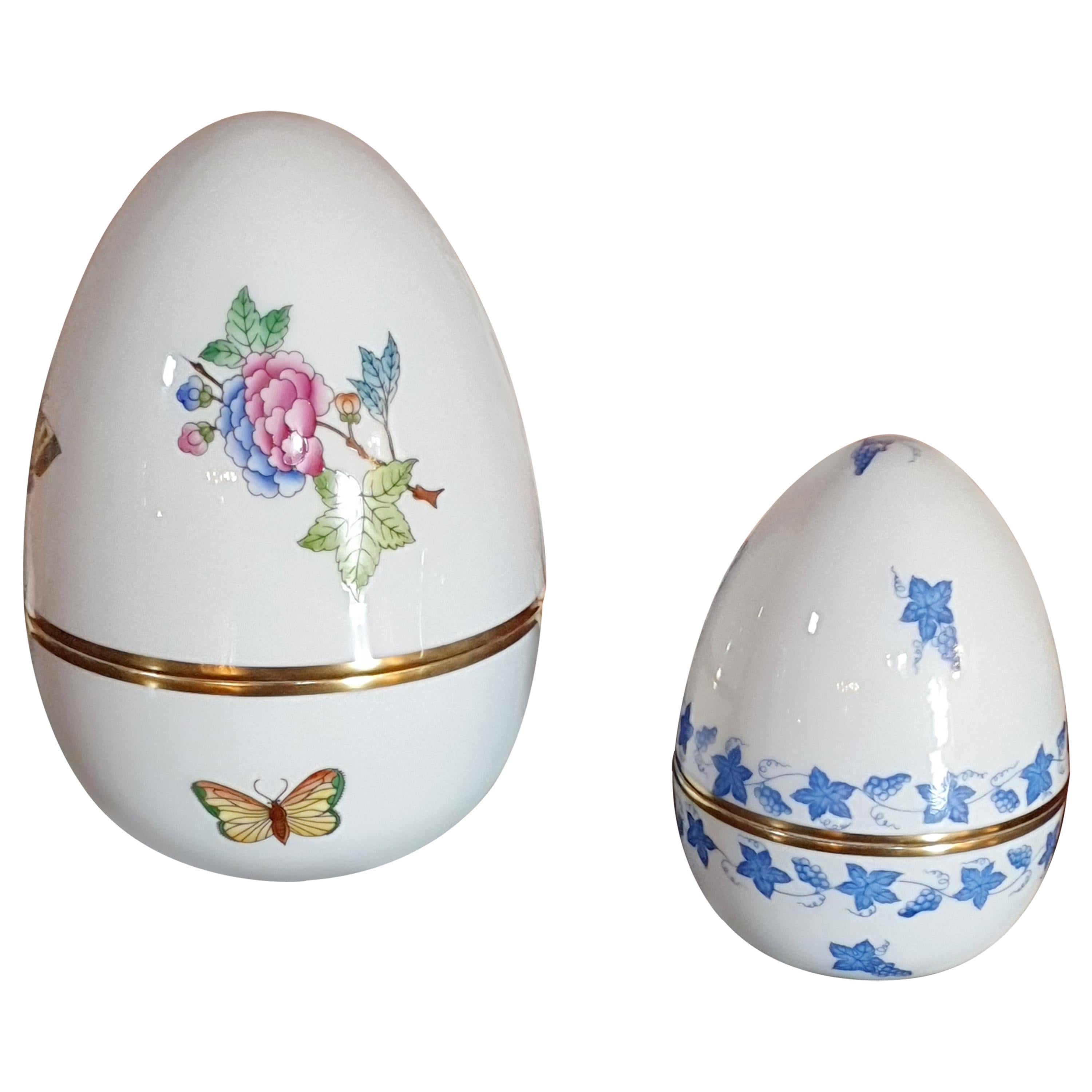 Herend Hand Painted Porcelain Set of Two Egg Boxes, Hungary, 2021, New