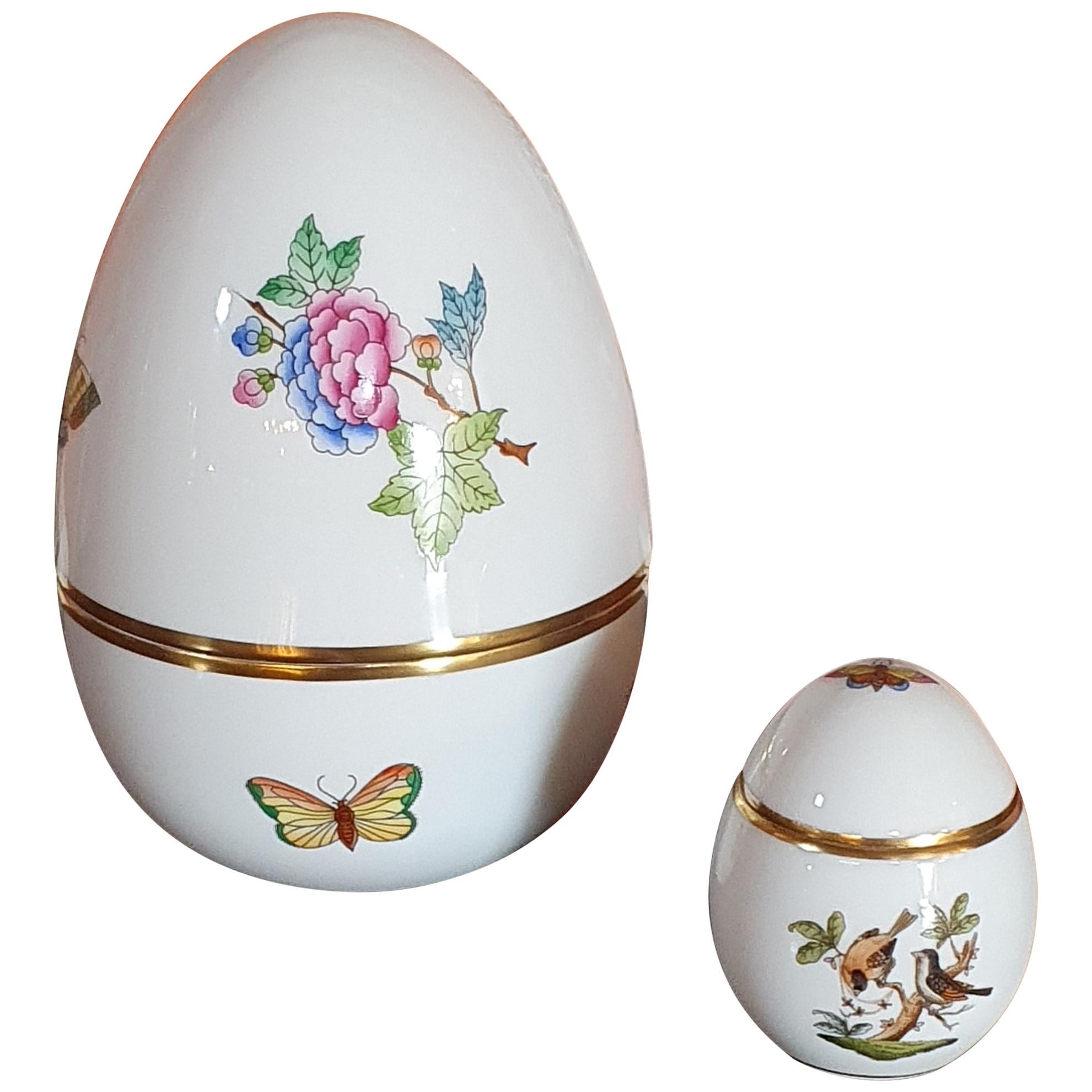 Herend Hand Painted Porcelain Set of Two Egg Boxes, Hungary, 2021, New