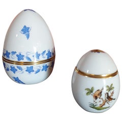 Herend Hand Painted Porcelain Set of Two Egg Boxes, Hungary, 2021, New