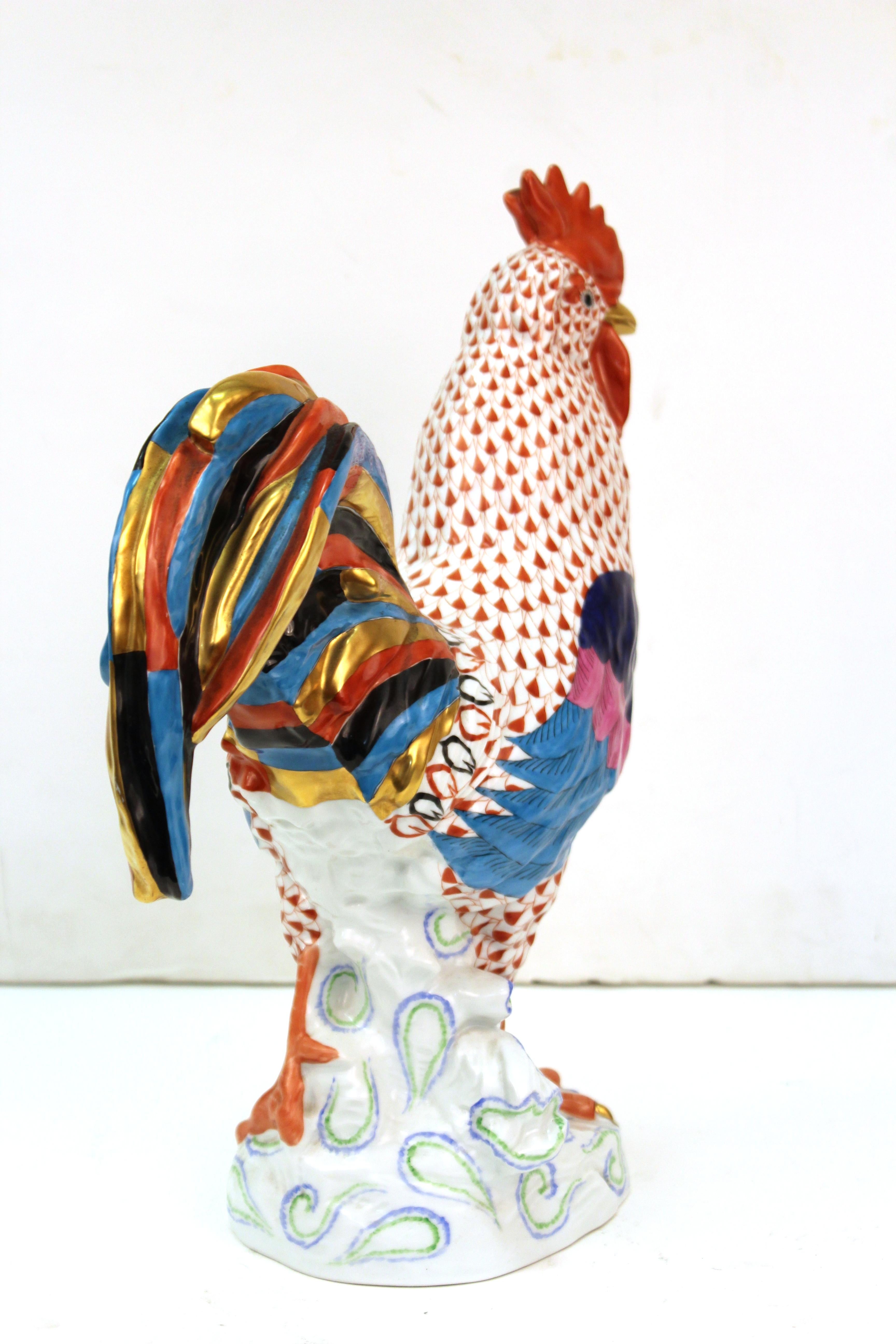 Herend Hand Painted Porcelain Rooster Sculpture 2