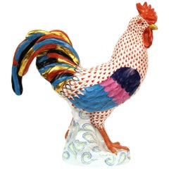 Vintage Herend Hand Painted Porcelain Rooster Sculpture