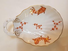 Herend  "Happy Fish" Pair of Hand-Painted Hungarian Porcelain Shells, Modern