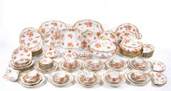 Herend Hungarian Hand Painted & Gilt Decorated Dinner Service / 12 People