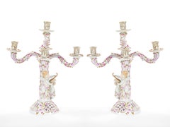 Herend, candélabre de table hongrois à cinq bras peint et décoré à la main et doré