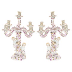 Herend Hungarian Hand Painted & Gilt Decorated Five Arms Tableware Candelabra