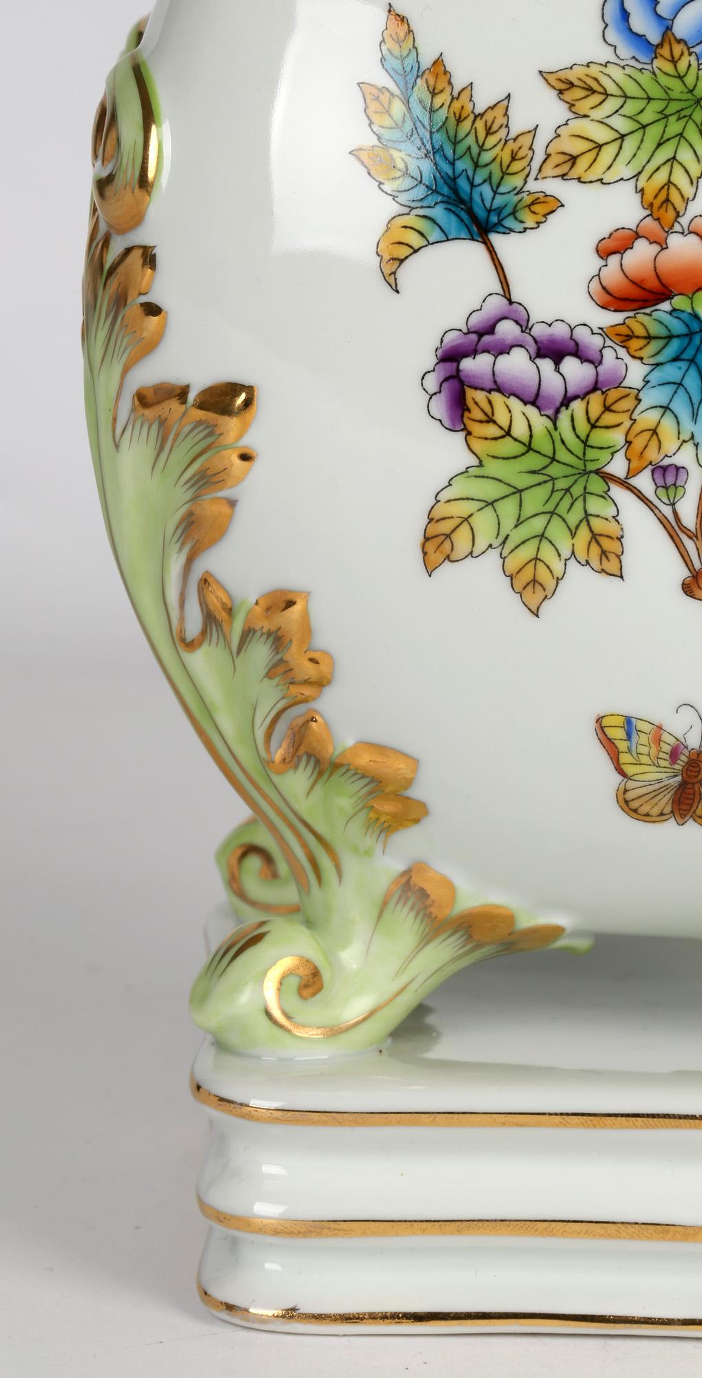 Herend Hungarian Large Porcelain Floral & Butterfly Hand Painted Vase 10