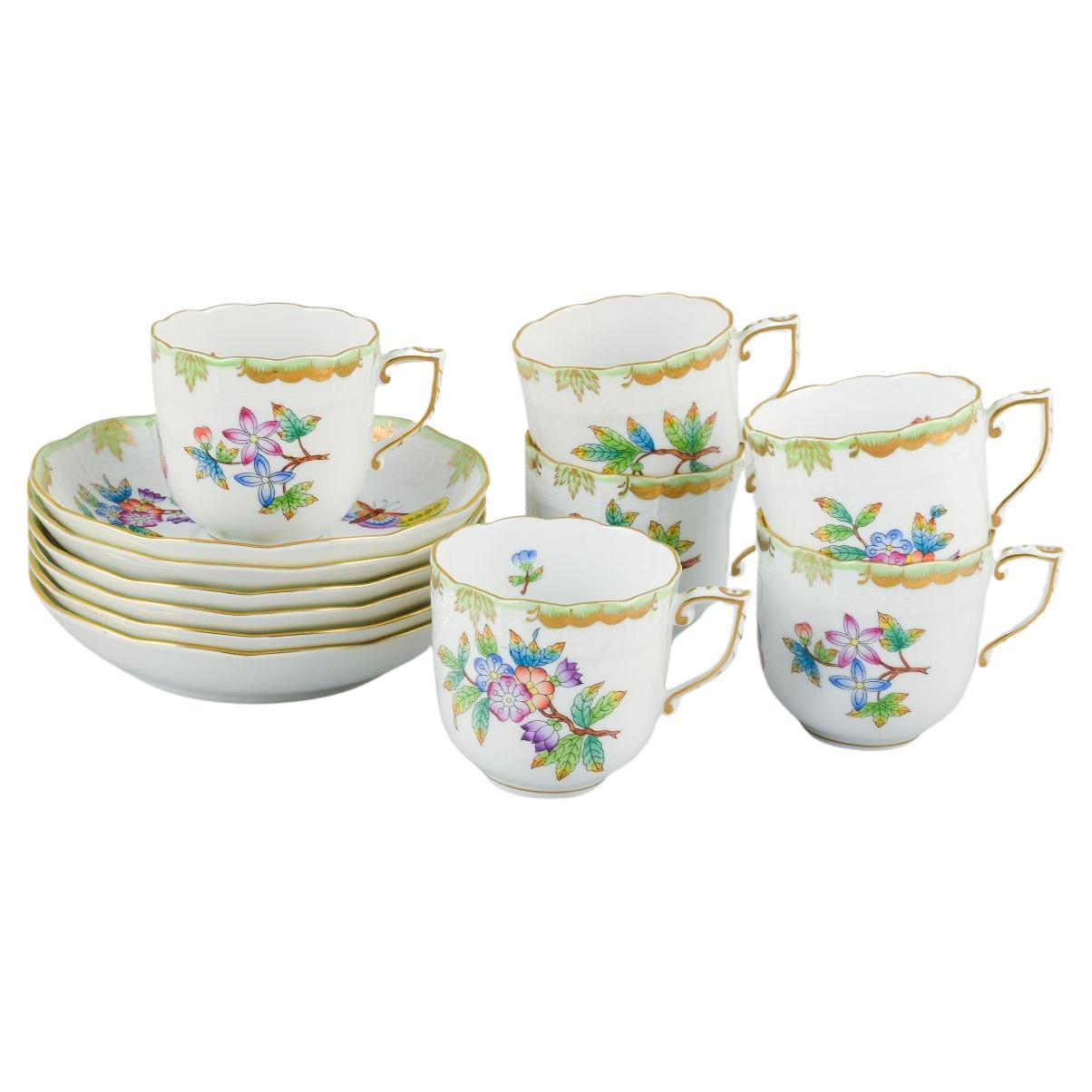 Herend, Hungary. A six-person “Queen Victoria” porcelain coffee set.