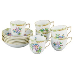 Herend, Hungary. A six-person “Queen Victoria” porcelain coffee set.