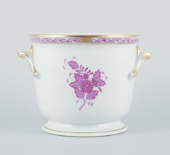 Herend, Hungary. "Apponyi" flowerpot with purple floral motifs.