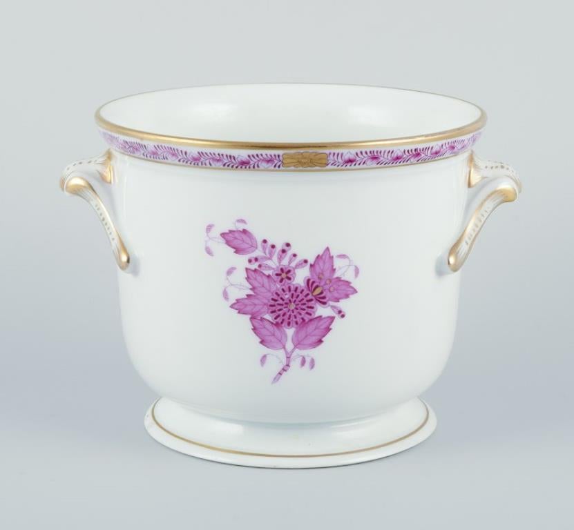 Herend, Hungary. "Apponyi" flowerpot with purple floral motifs.