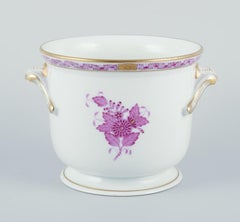 Herend, Hungary. "Apponyi" flowerpot with purple floral motifs.