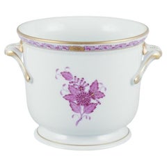 Herend, Hungary. "Apponyi" flowerpot with purple floral motifs.