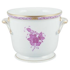 Herend, Hungary. "Apponyi" flowerpot with purple floral motifs.