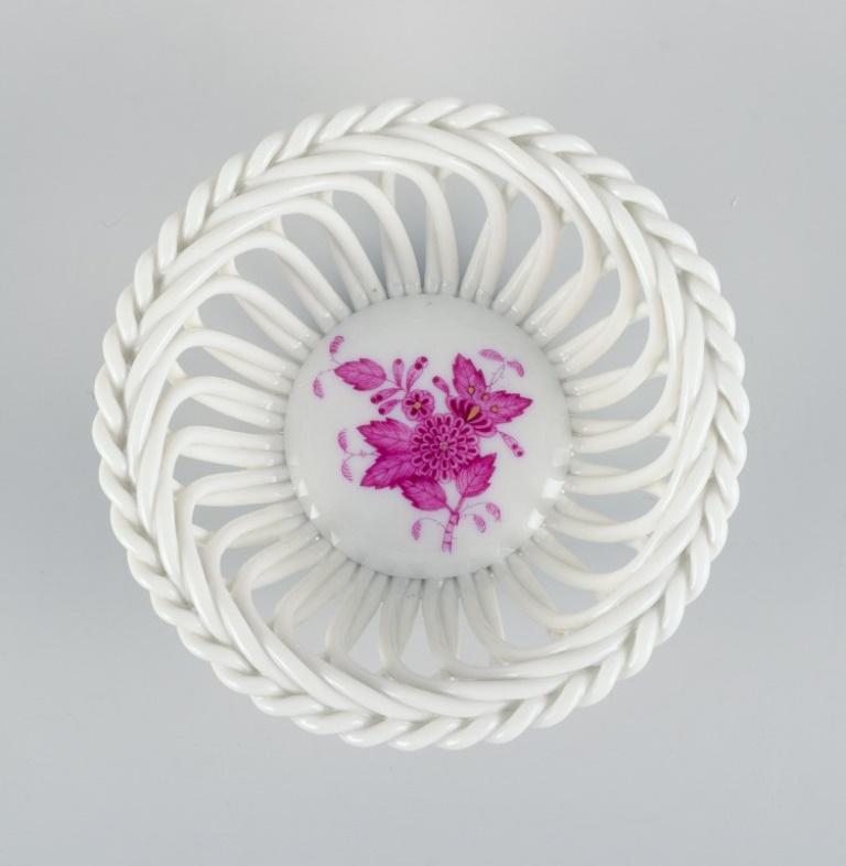 Porcelain Herend, Hungary, Chinese Bouquet Raspberry. Small bowl and vase in porcelain