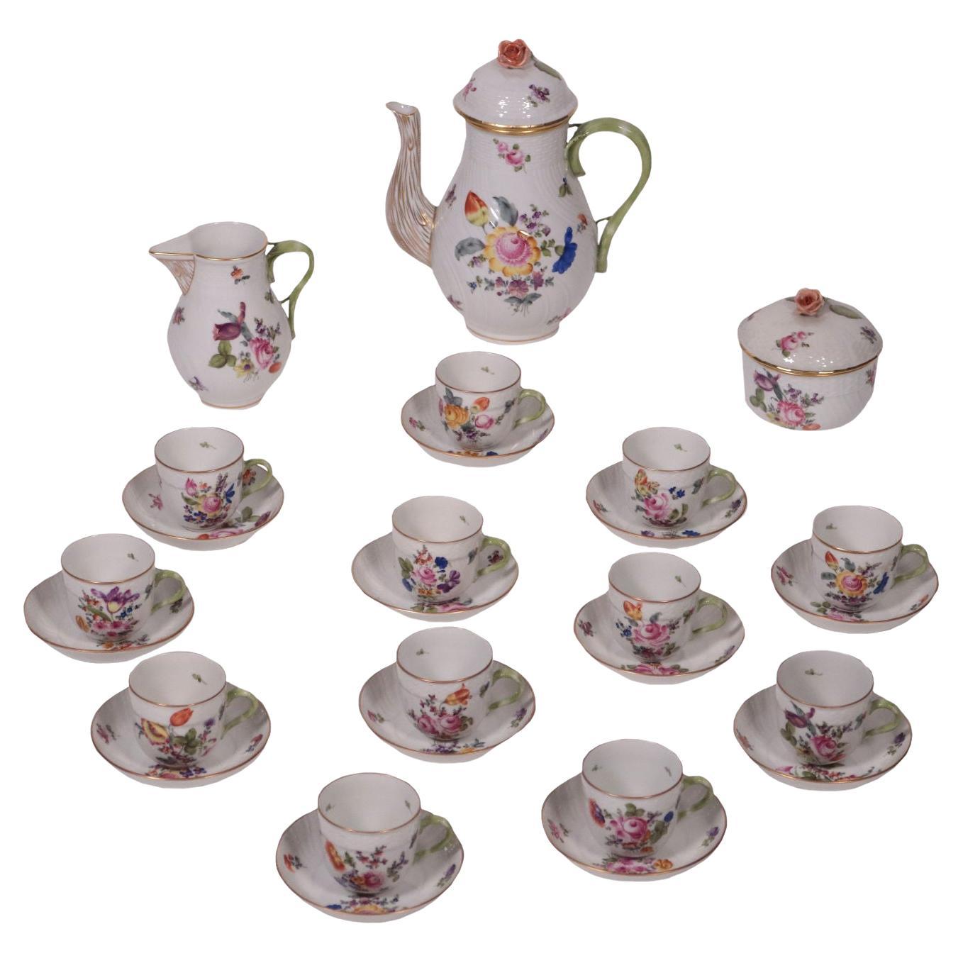Herend Hungary Coffee Set Porcelain, 20th Century
