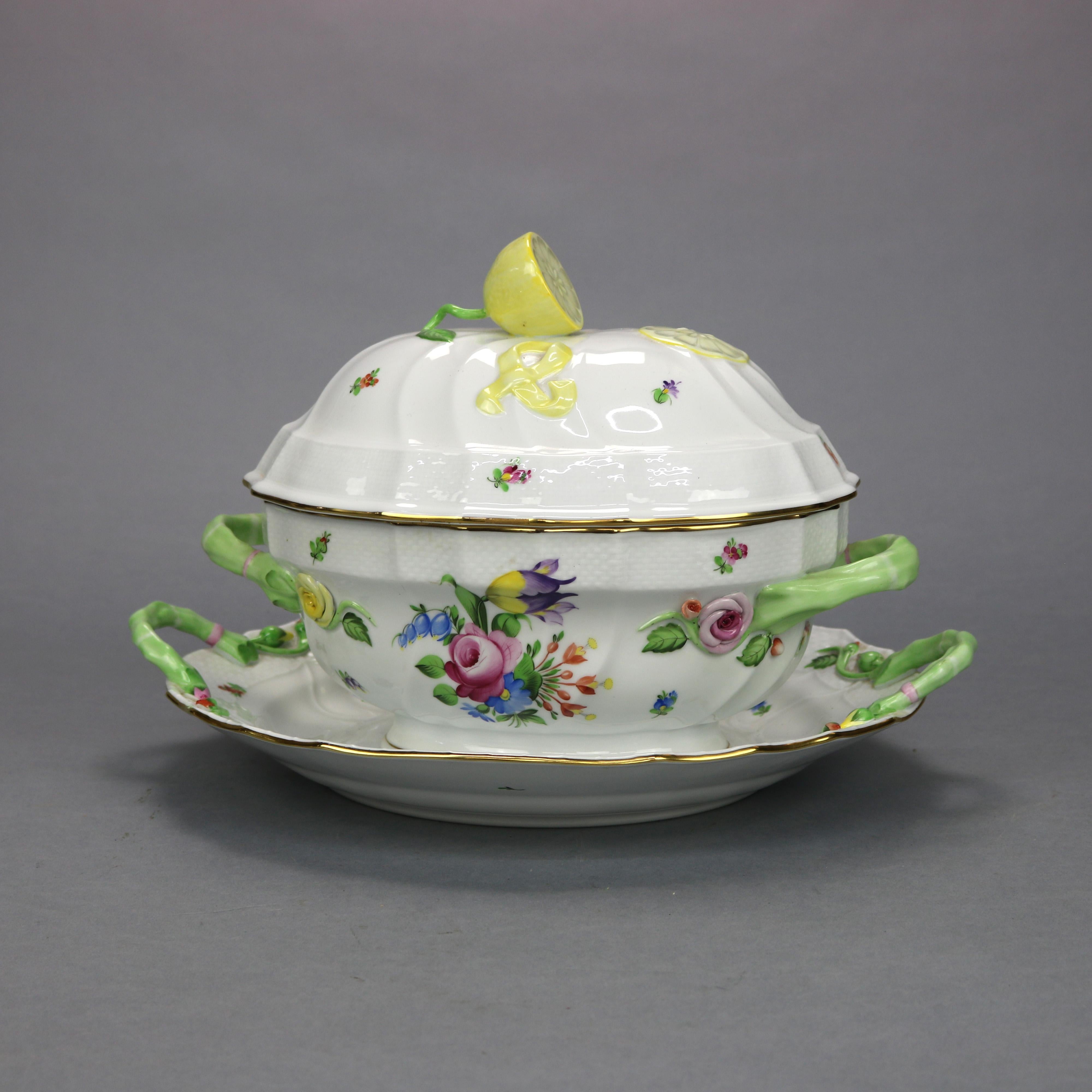 Herend Hungary Hand Painted Porcelain & Gilt Tureen & Liner 20th C 7