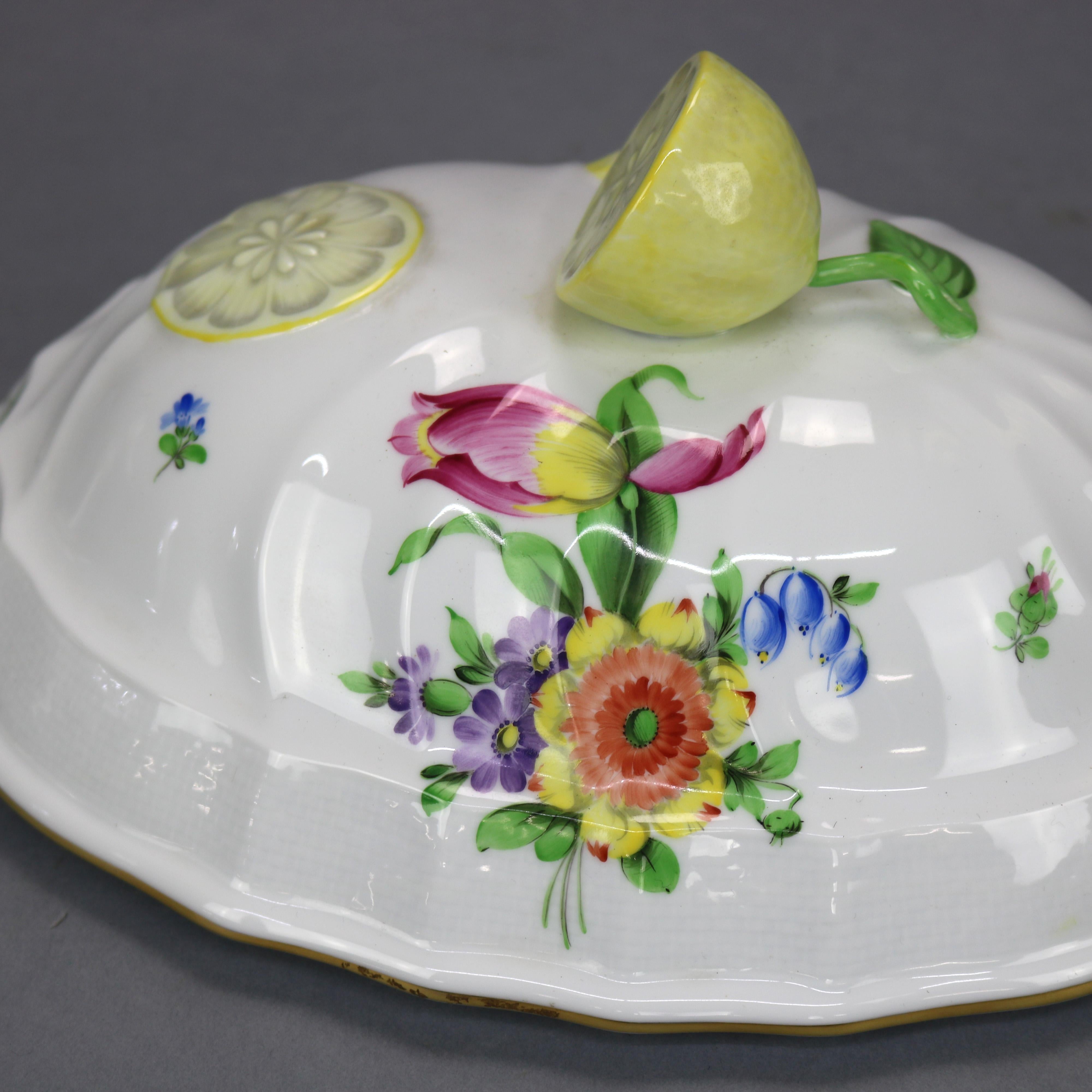 Herend Hungary Hand Painted Porcelain & Gilt Tureen & Liner 20th C In Good Condition In Big Flats, NY