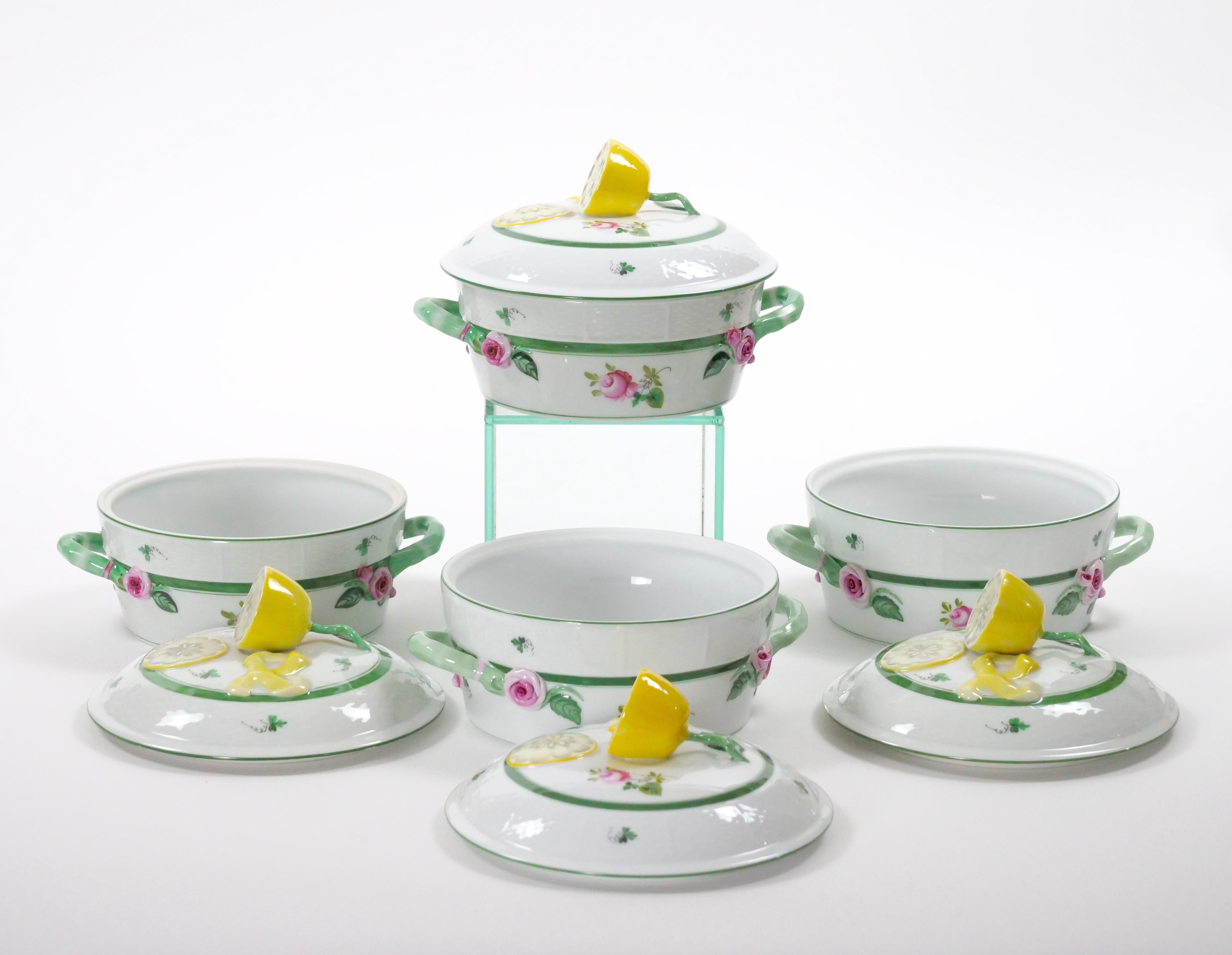 Herend Hungría Vajilla de porcelana pintada a mano Sopera cubierta Glaseado en venta