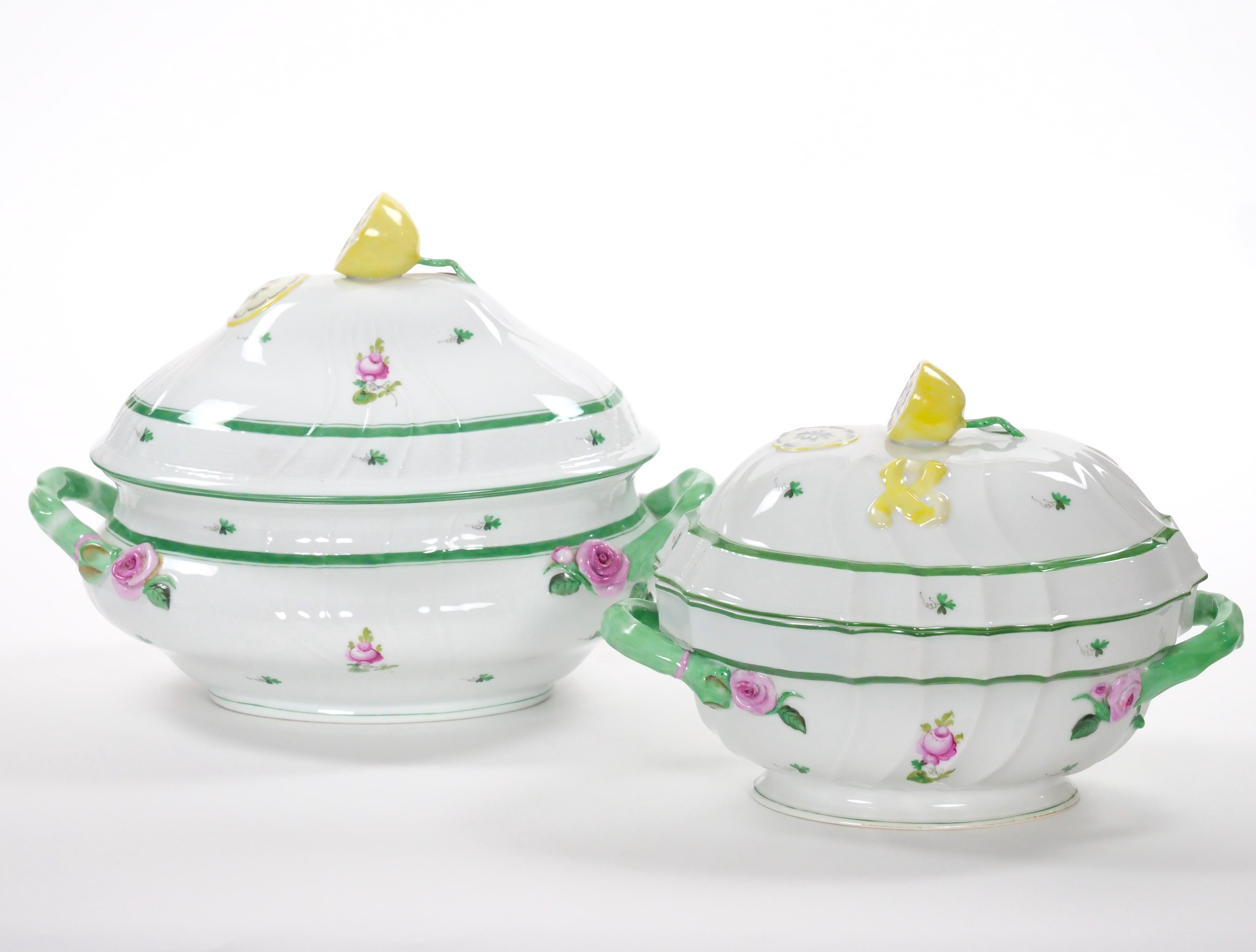 Herend Hungría Vajilla de porcelana pintada a mano Sopera grande con tapa en venta 4