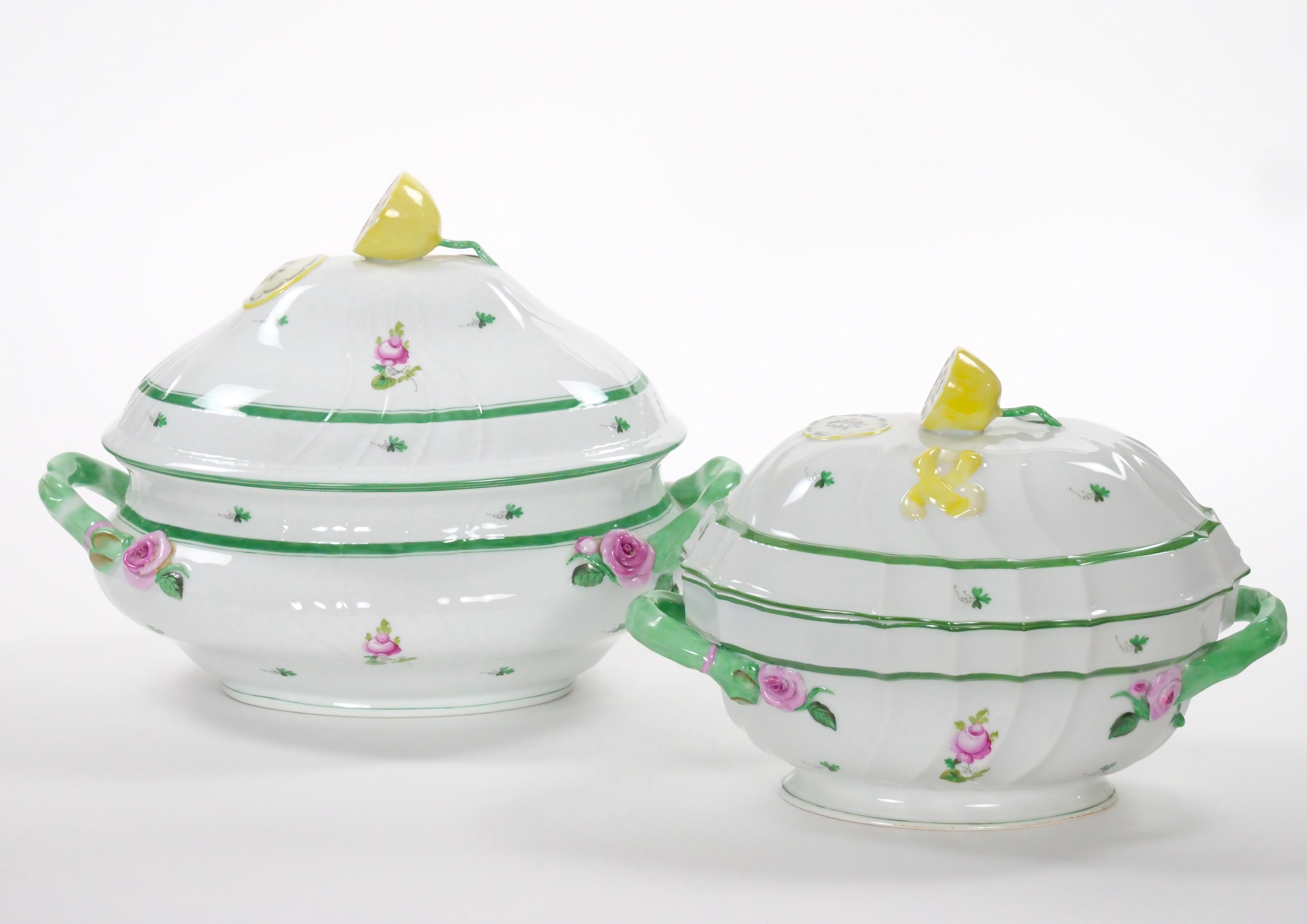 Herend Hungría Vajilla de porcelana pintada a mano Sopera grande con tapa en venta 8