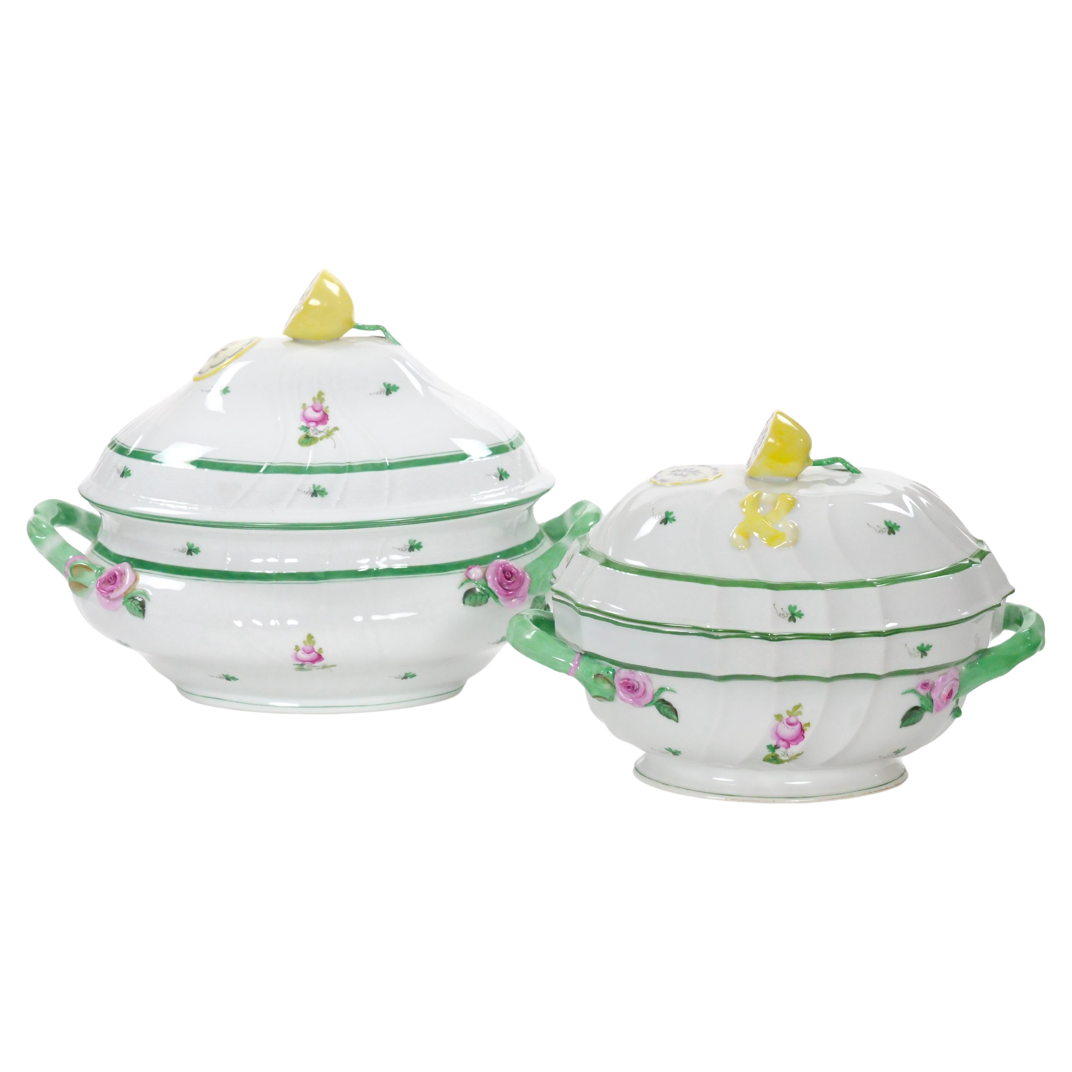 Herend Hungría Vajilla de porcelana pintada a mano Sopera grande con tapa
