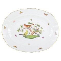 Herend, Hungary. Large oval "Rothschild Bird" serving platter. Mid-20th C.
