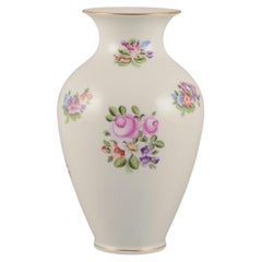 Vintage Herend, Hungary. Large porcelain vase hand-painted with flower motifs