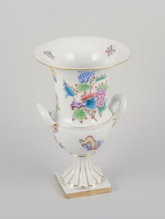 Herend, Hungary. Large porcelain vase with handles. With flower motifs