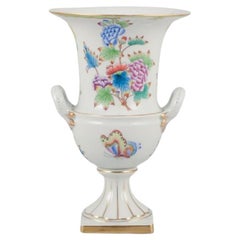 Herend, Hungary. Large porcelain vase with handles. With flower motifs