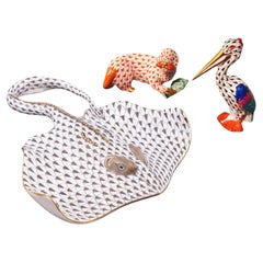 Herend Hungría Porcelana Juego de 3 Piezas de Animales