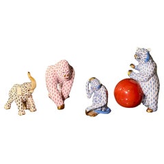 Juego de 4 animales de porcelana Herend de Hungría