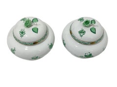 Herend Hungary Porcelain "Apponyi Green" Ginger Jars, 1930-1960