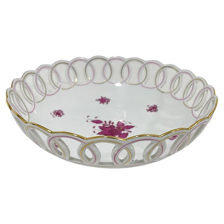 Herend Hungary porcelain "Apponyi Pink" Bowl, 1980s For Sale