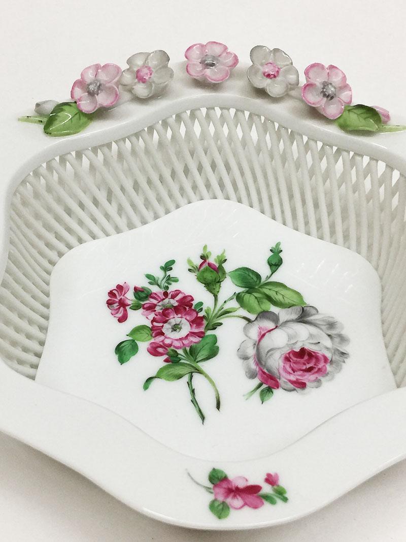 Hungarian Herend Hungary Porcelain Basket For Sale