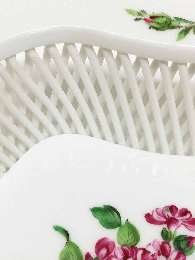 20th Century Herend Hungary Porcelain Basket For Sale