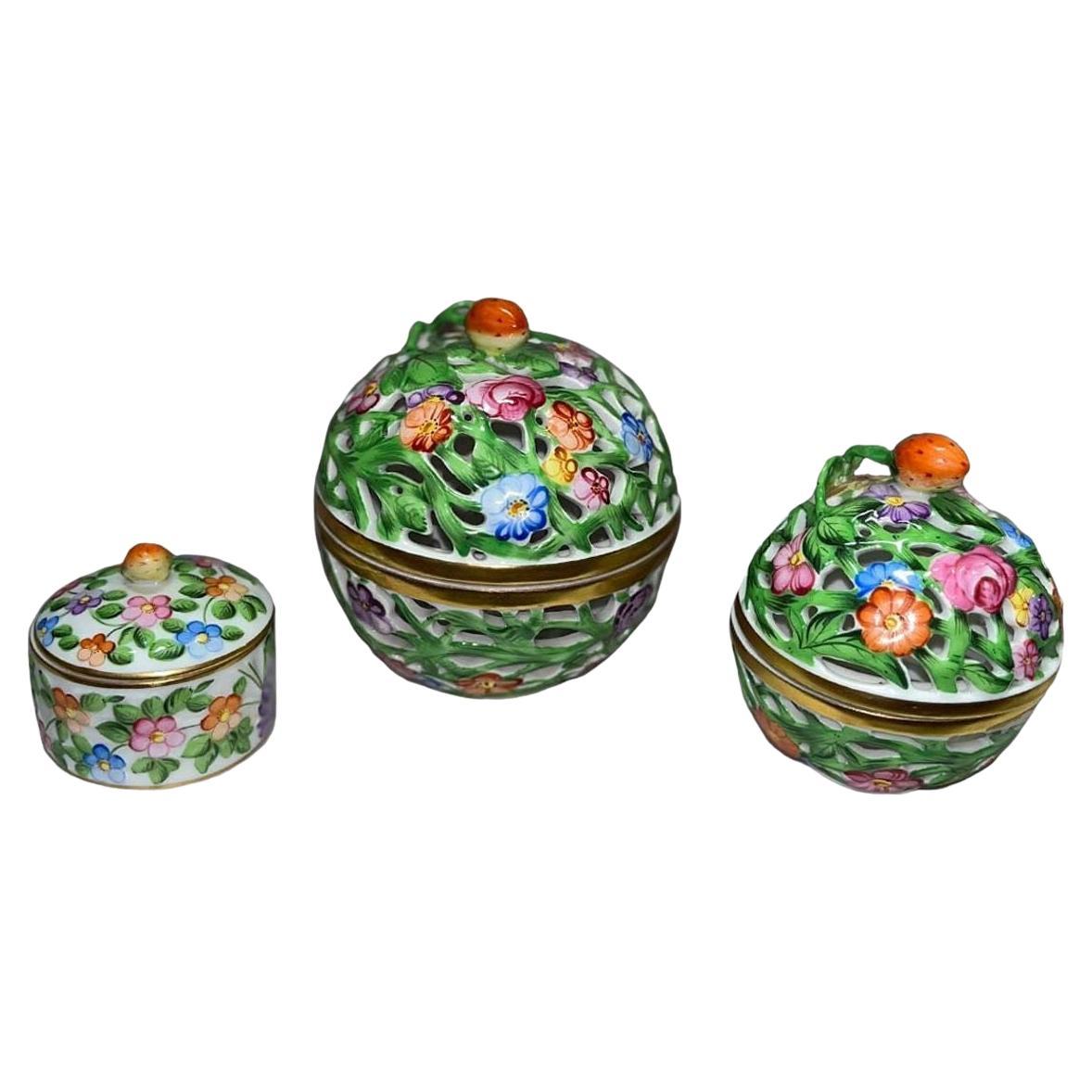 Herend Hungary Porcelain Box Set For Sale