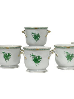 Herend Hungary Porcelain "Chinese Bouquet Apponyi Green" Cache Pots