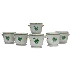Herend Hungary Porcelain "Chinese Bouquet Apponyi Green" Cache Pots