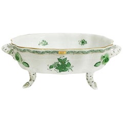 Herend Hungary Porcelain "Chinese Bouquet Apponyi Green" Fruit Bowl