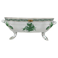 Herend Hungary Porcelain "Chinese Bouquet Apponyi Green" Fruit Bowl