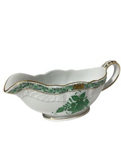 Herend Hungary Porcelain "Chinese Bouquet Apponyi Green" Gravy Boats