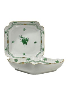 Herend Hungary Porcelain "Chinese Bouquet Apponyi Green" Salad Dishes
