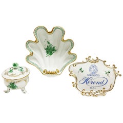 Herend Hungary Porcelain "Chinese Bouquet Apponyi Green" Set